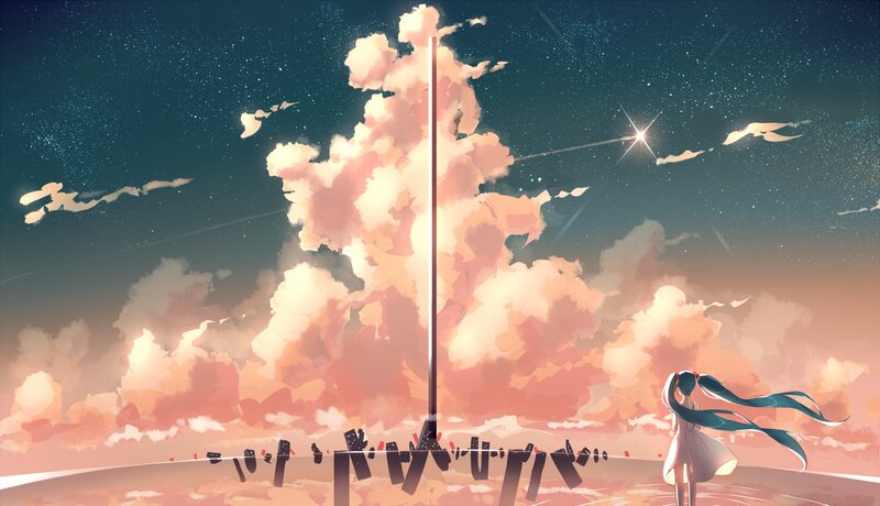 Blue-haired Girl Watching Sky