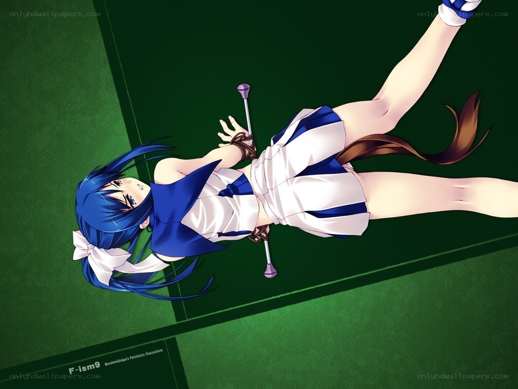 blue-haired girl with a bat