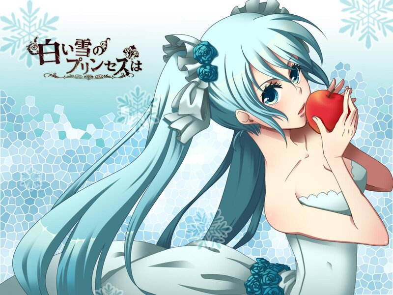 Blue-haired girl with apple