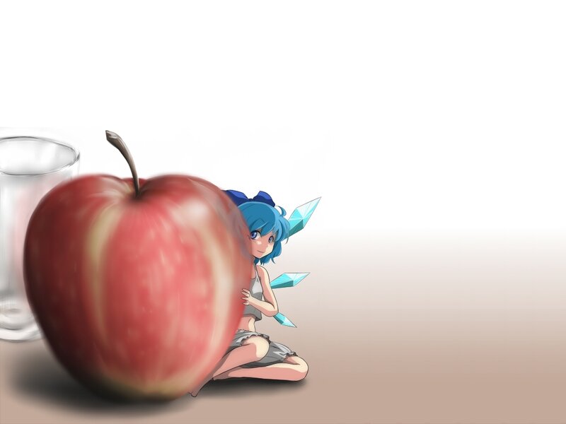 Blue-haired Girl with Apple — Red