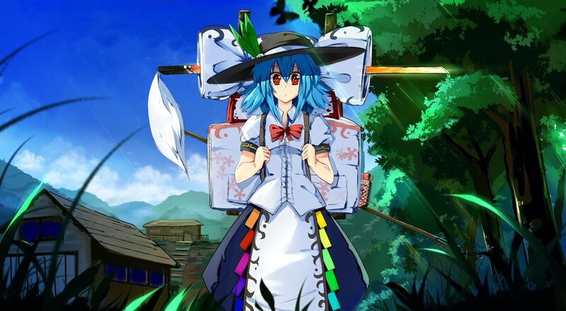Blue-haired Girl with Backpack — Blue, Serene