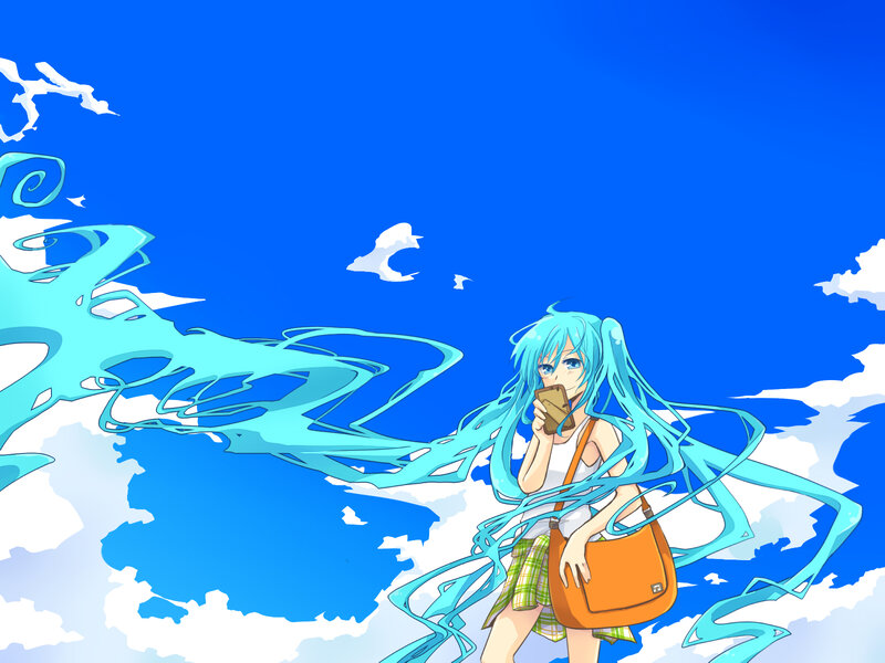 Blue-haired Girl with Bag