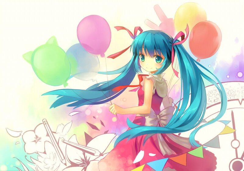 Blue-haired Girl with Balloons