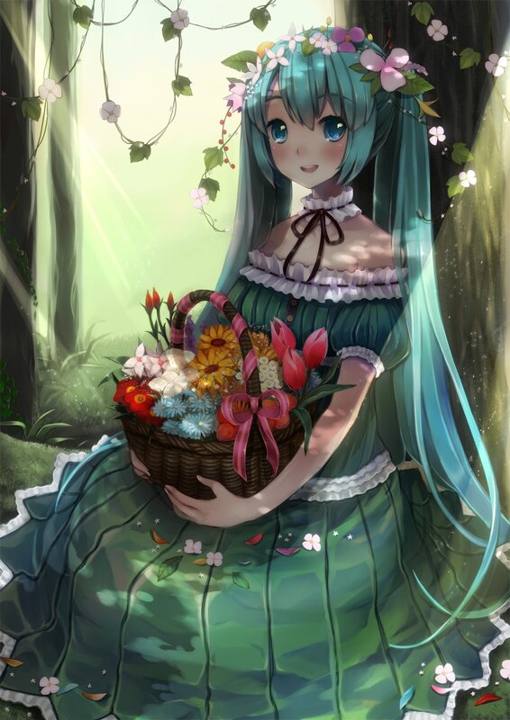 Blue-haired Girl with Basket