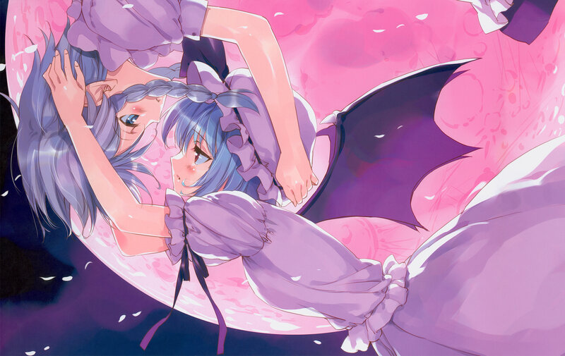 blue-haired girl with bat wings