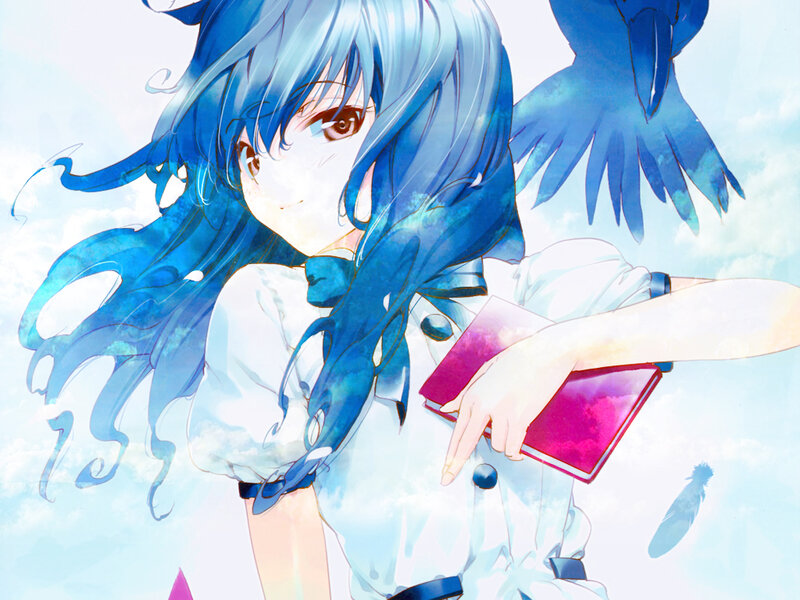 Blue-haired Girl with Book — Blue