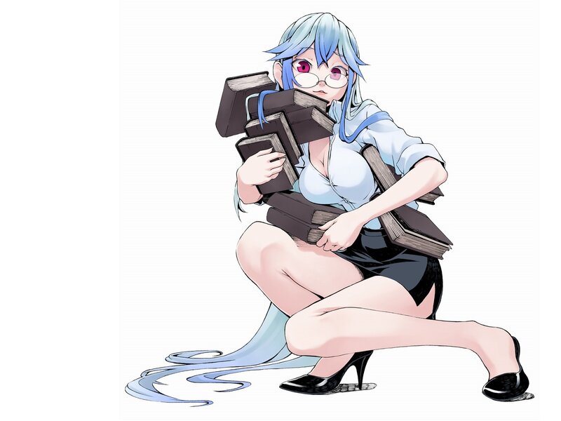 Blue-haired Girl with Books — Blue
