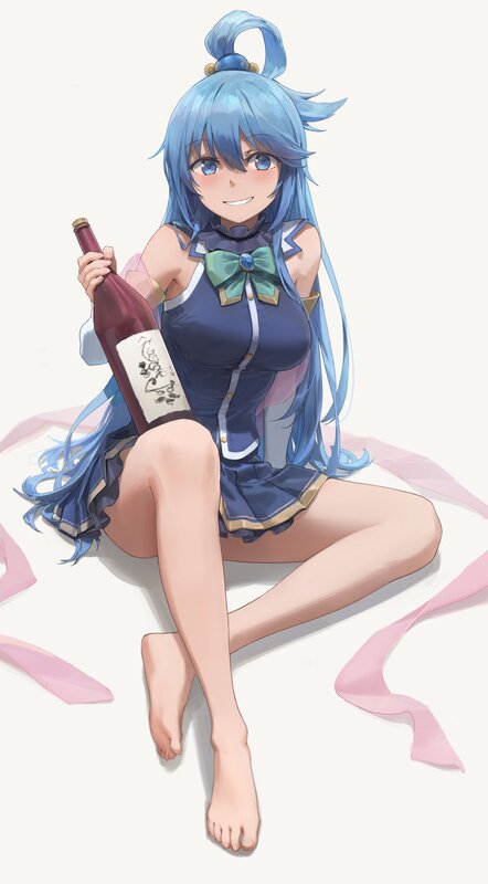 Blue-haired Girl with Bottle