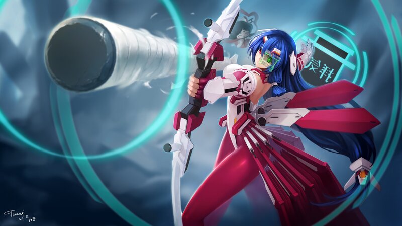 Blue-haired Girl with Bow — Blue, Dramatic