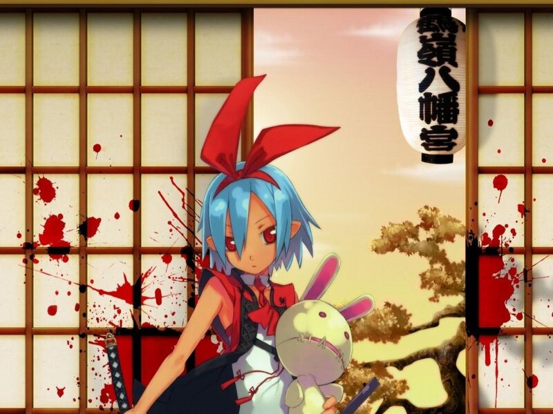 Blue-haired Girl with Bunny — Blue, Dramatic