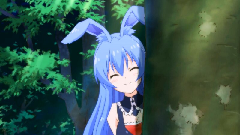 Blue-haired Girl with Bunny Ears — Blue, Playful