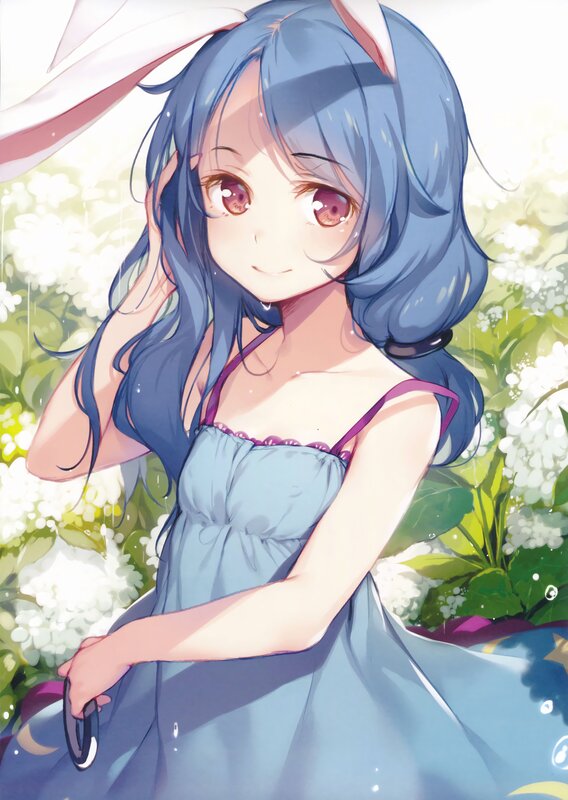 Blue-haired Girl with Bunny Ears — Blue, Serene