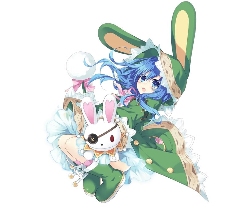 Blue-haired Girl with Bunny — Green
