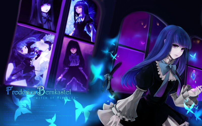 Blue-haired Girl with Butterflies — Purple