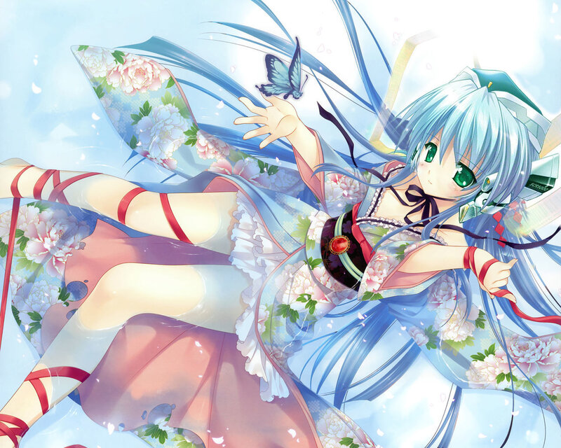 Blue-haired Girl with Butterfly — Blue
