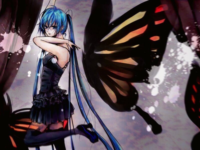 Blue-haired Girl with Butterfly Wings — Blue