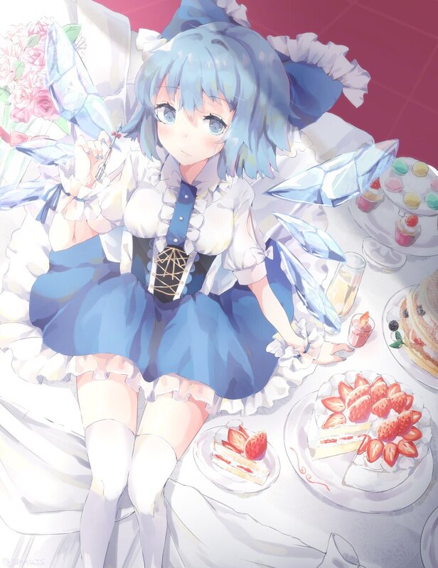 Blue-haired Girl with Cake — Blue