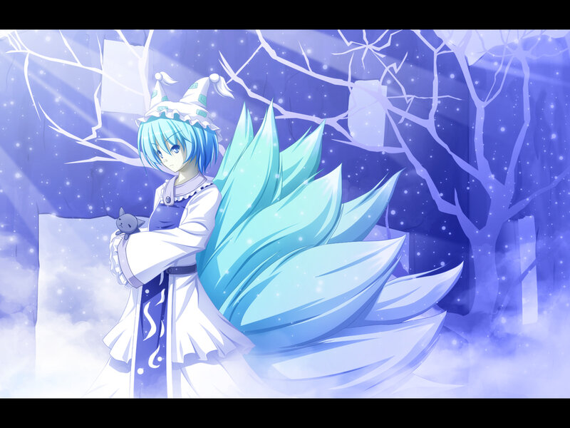 Blue-haired Girl with Cat — Blue, Serene, Winter