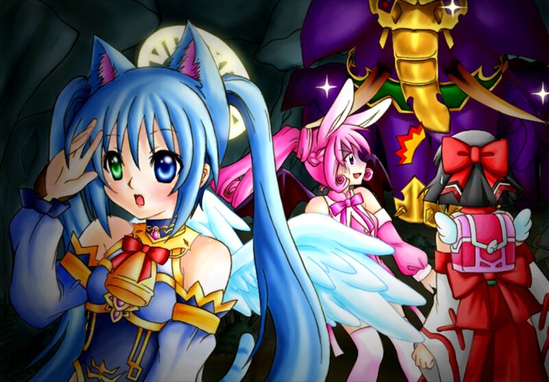 Blue-haired Girl with Cat Ears — Blue, Dramatic