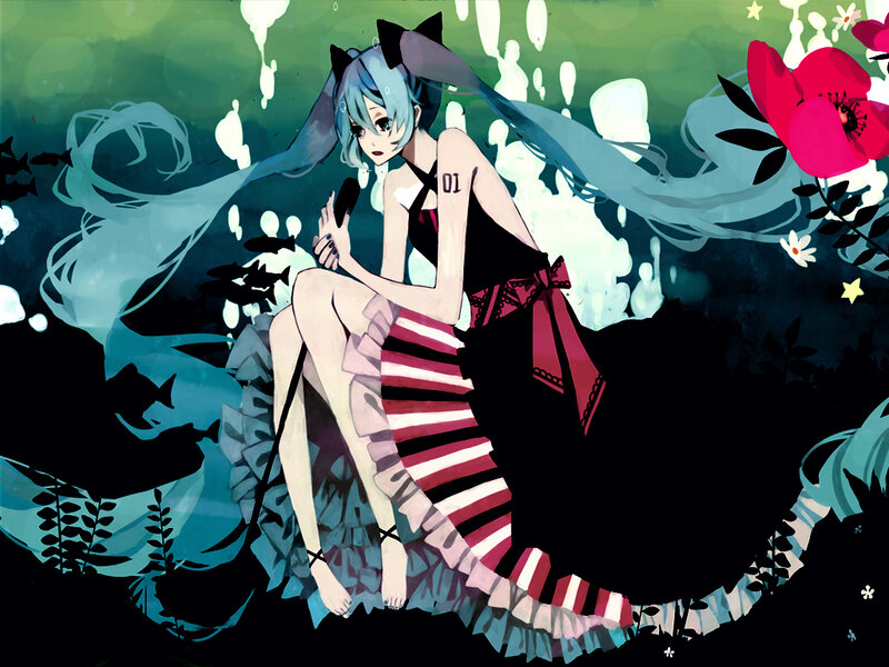 Blue-haired Girl with Cat Ears — Green