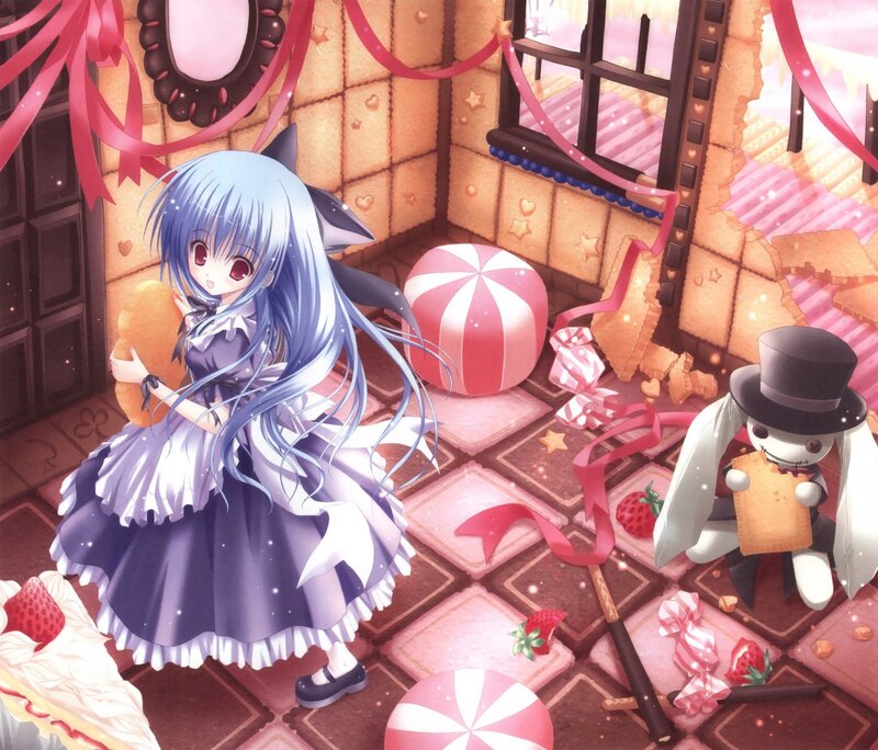 Blue-haired Girl with Cat Ears — Purple