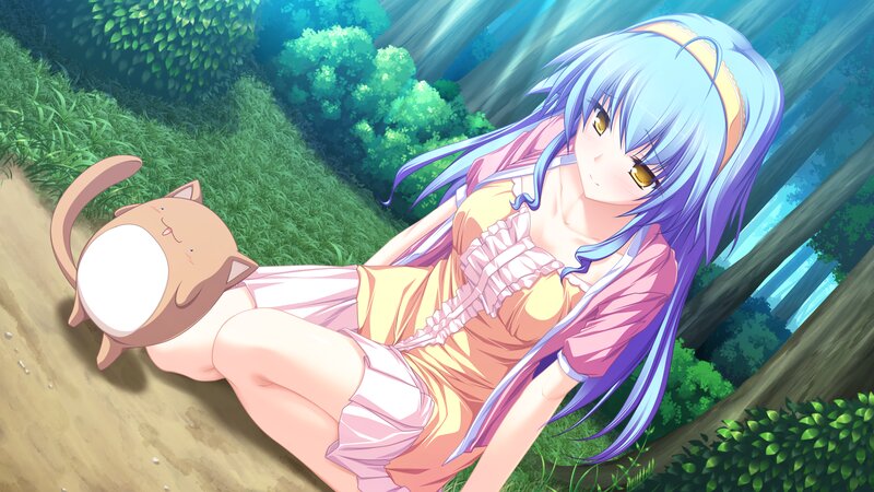 Blue-haired Girl with Cat — Purple