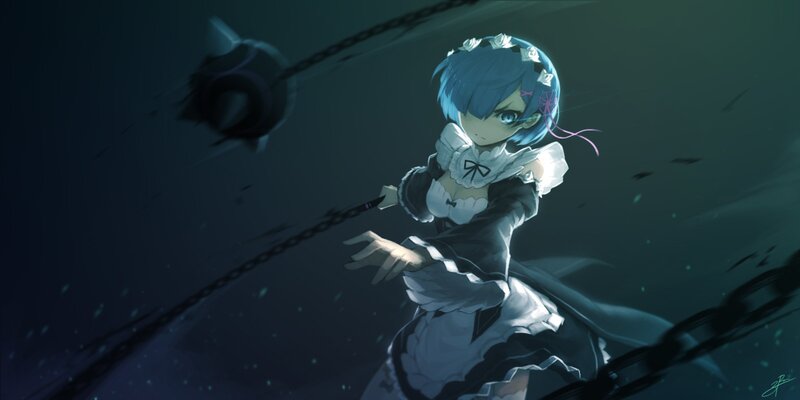 Blue-haired Girl with Chain