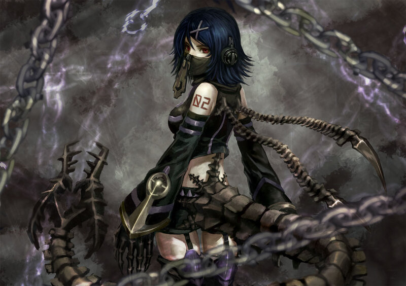 Blue-haired Girl with Chains — Black
