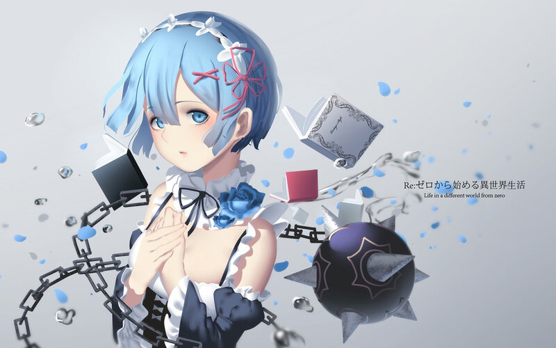 Blue-haired Girl with Chains — Blue, Dramatic, Anime