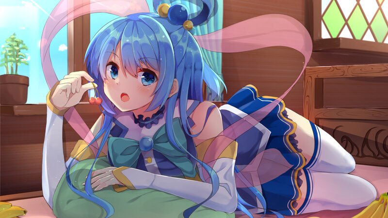 Blue-haired Girl with Cherries