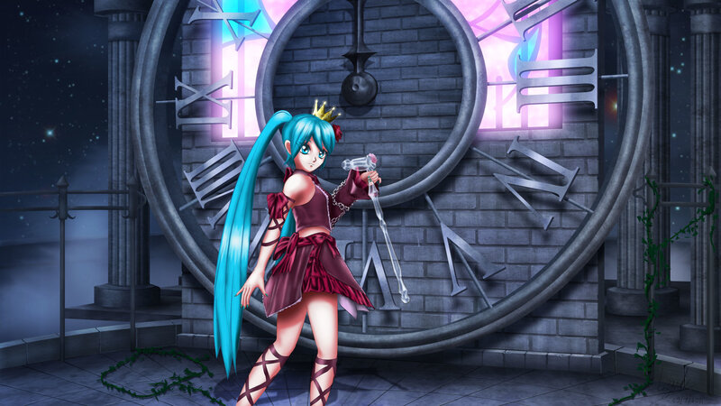 Blue-haired Girl with Clock
