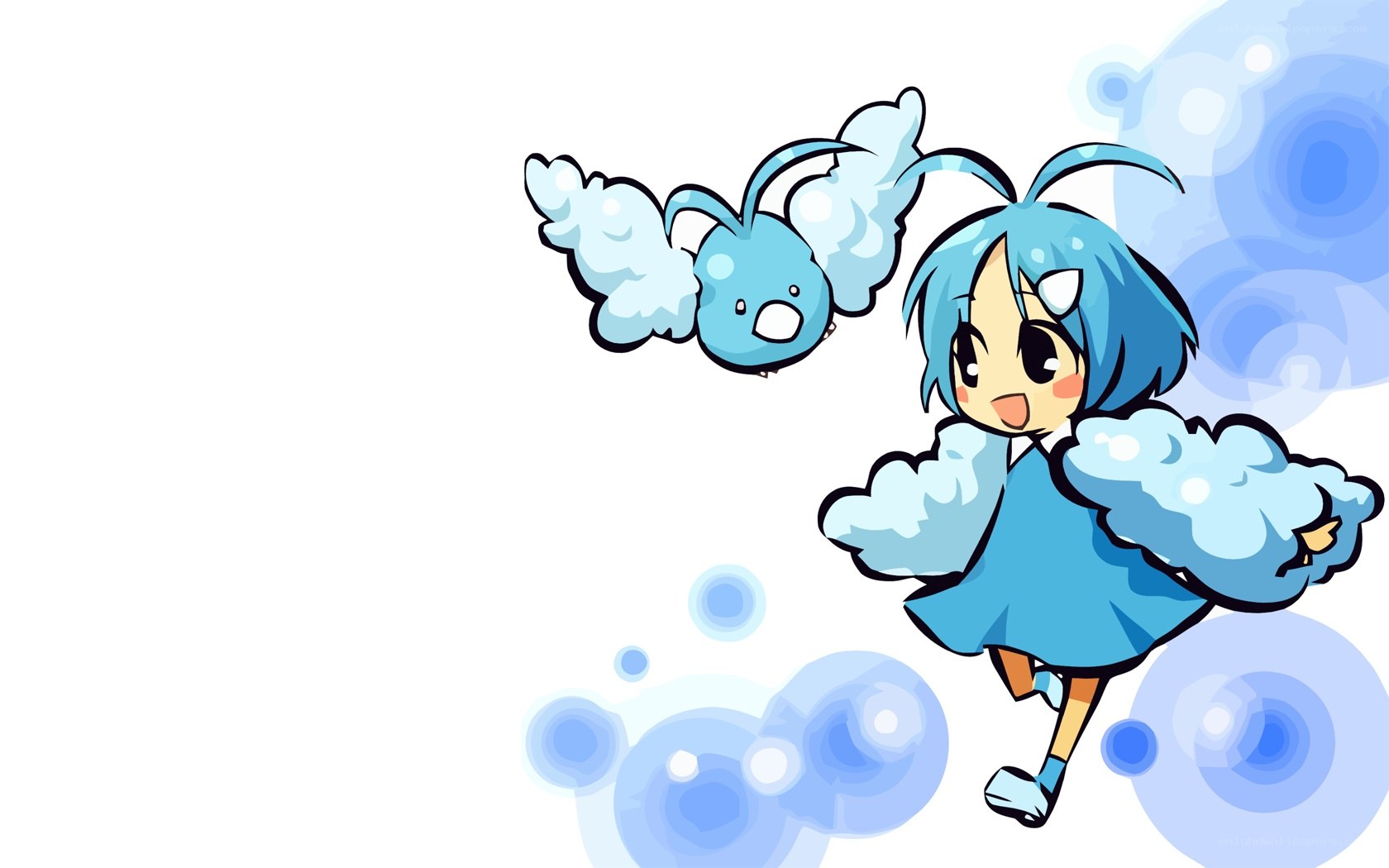blue-haired girl with cloud creature