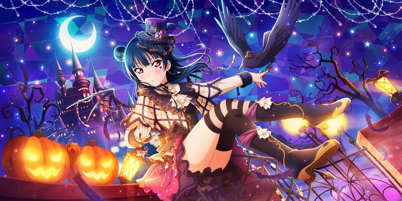 Blue-haired Girl with Crow