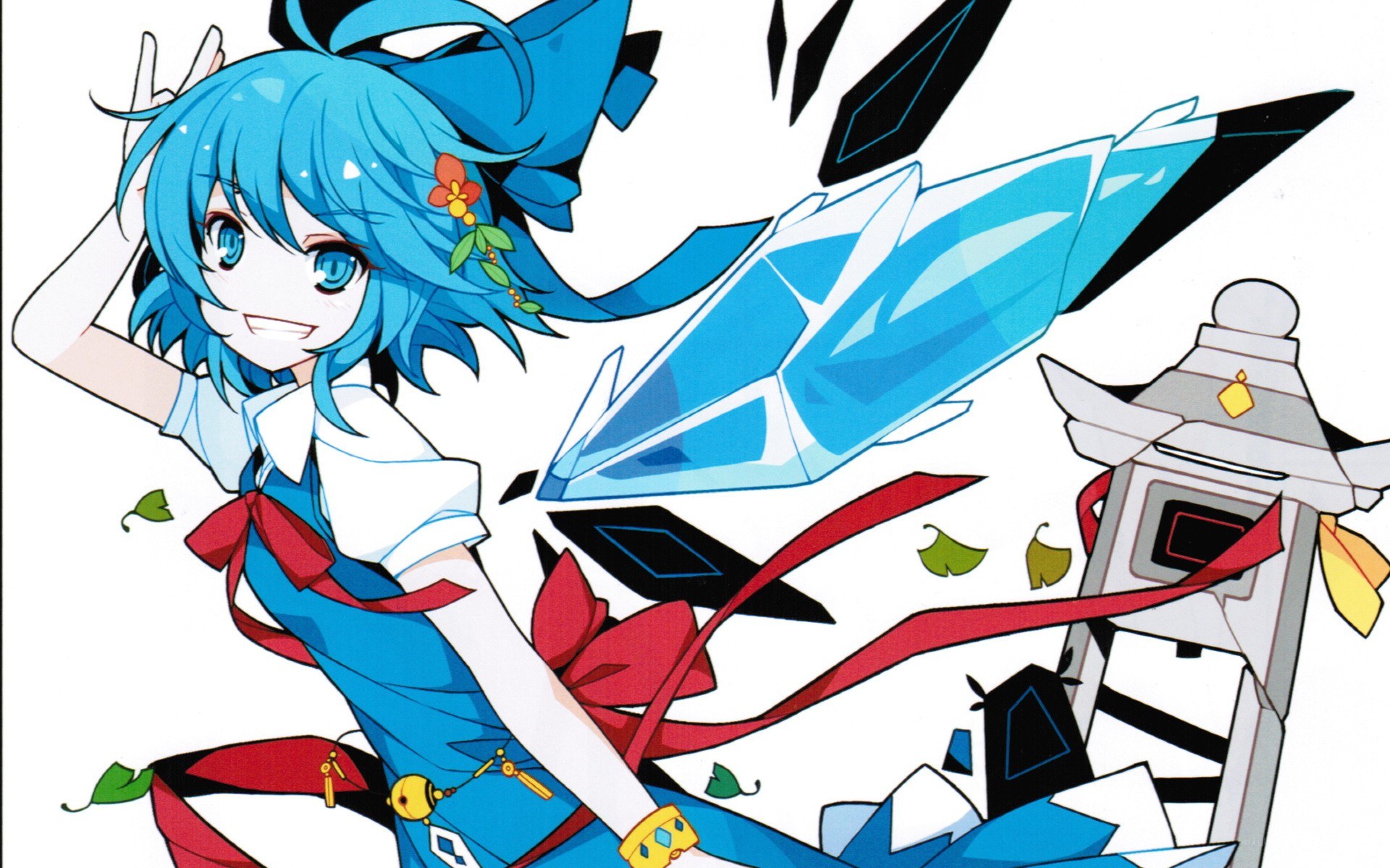 Blue-haired girl with crystal sword