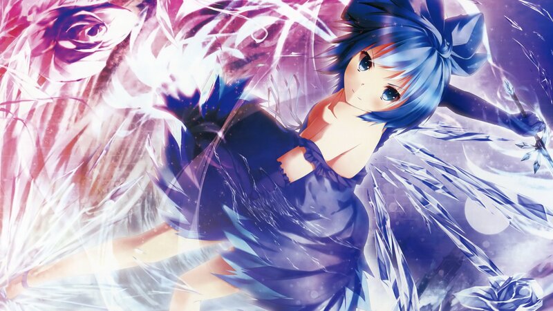 blue-haired girl with crystal wings