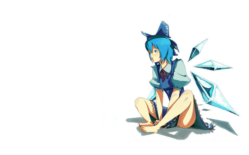 blue-haired girl with crystals