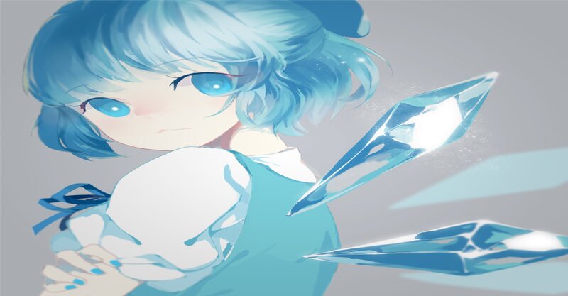 Blue-haired Girl with Crystals — Blue, Calm, Digital Art