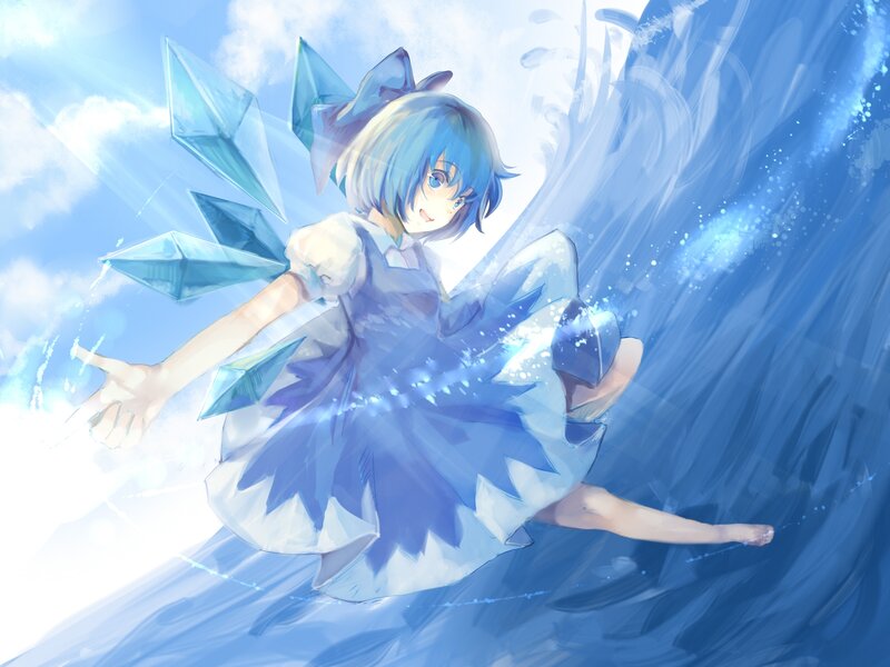 Blue-haired Girl with Crystals — Blue, Dynamic