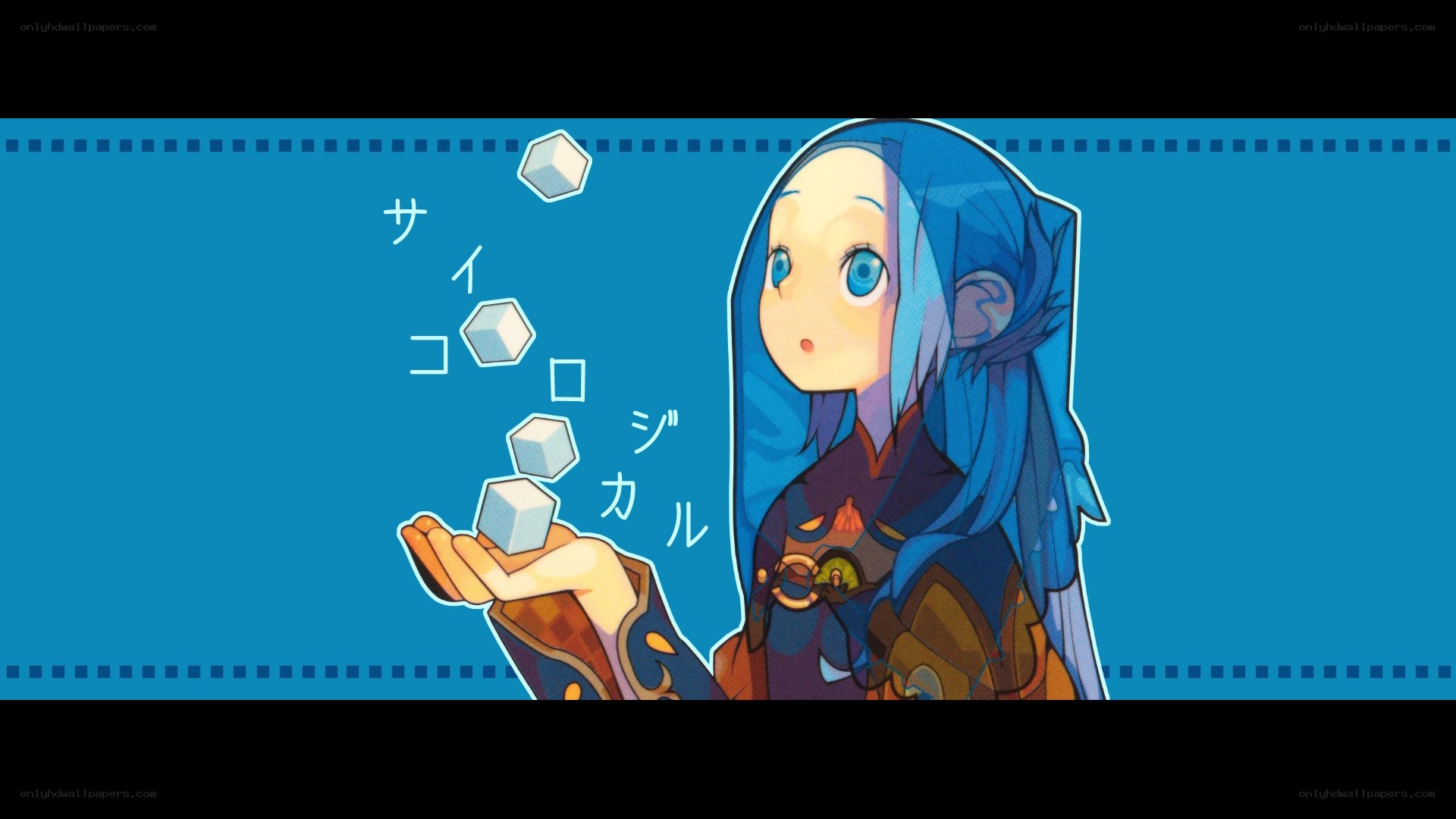 blue-haired girl with cubes