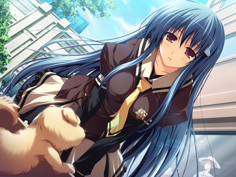 Blue-haired Girl with Dog — Blue, Calm