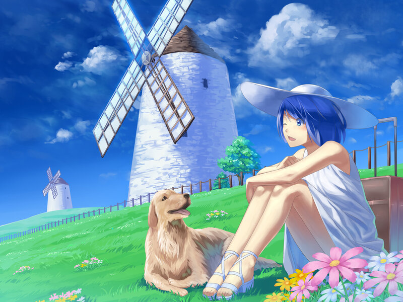 Blue-haired Girl with Dog — Blue