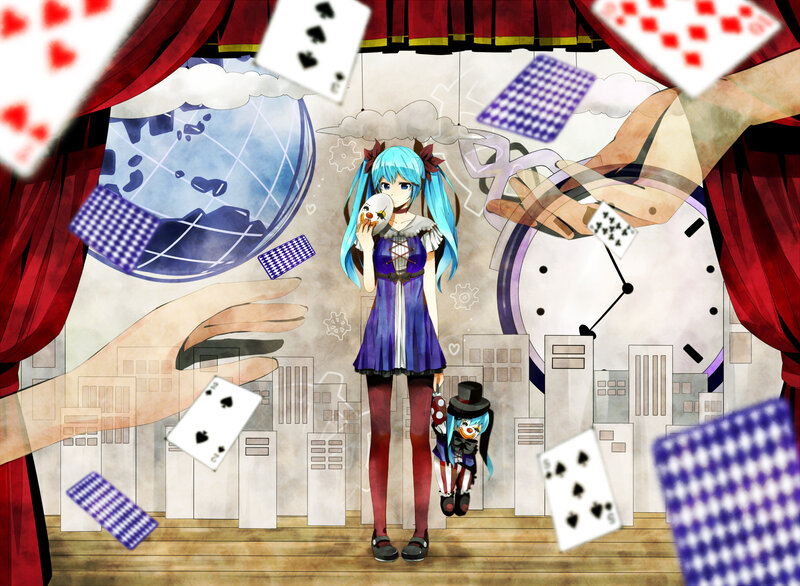 Blue-haired Girl with Doll — Blue, Dreamy
