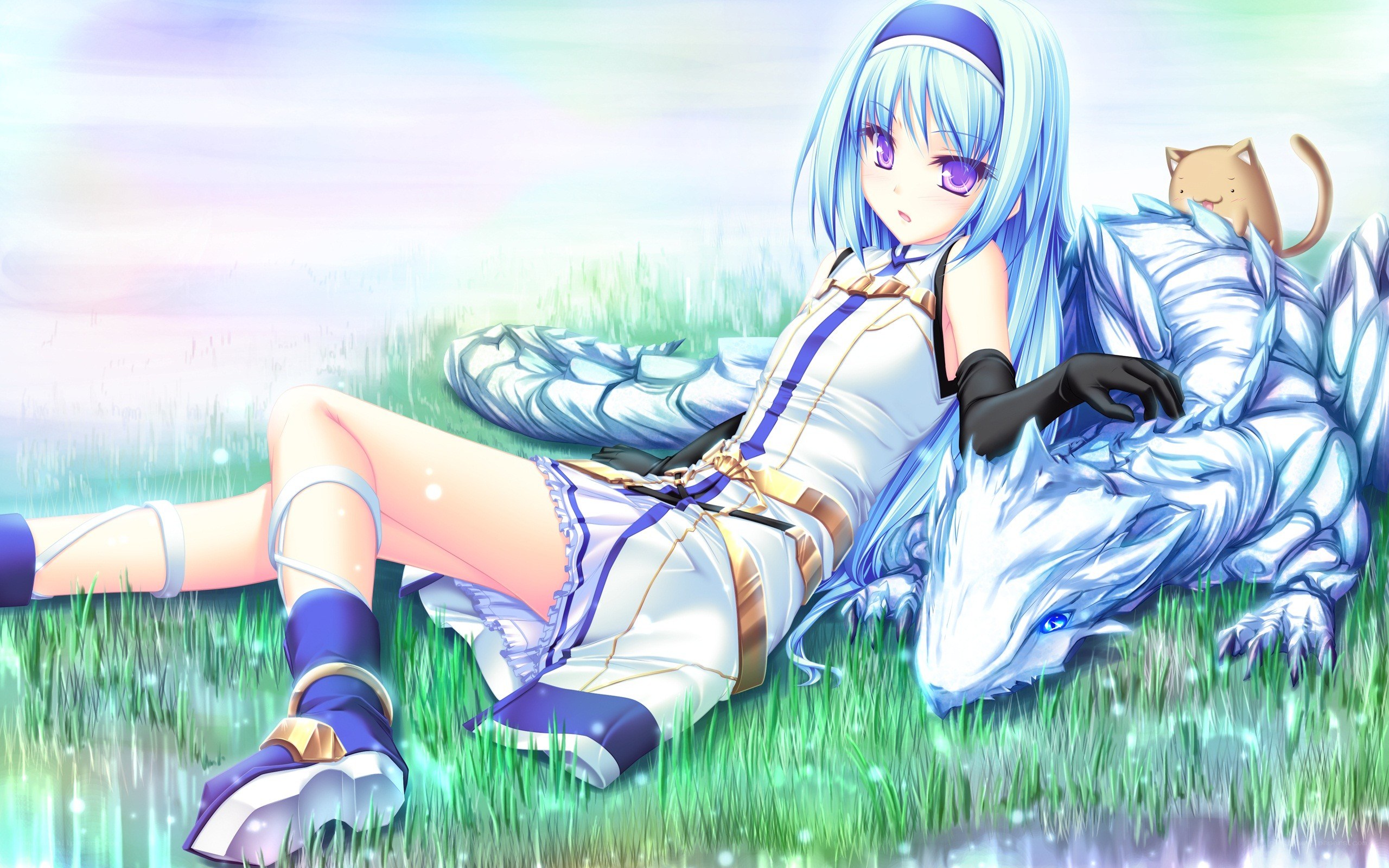 Blue-haired girl with dragon