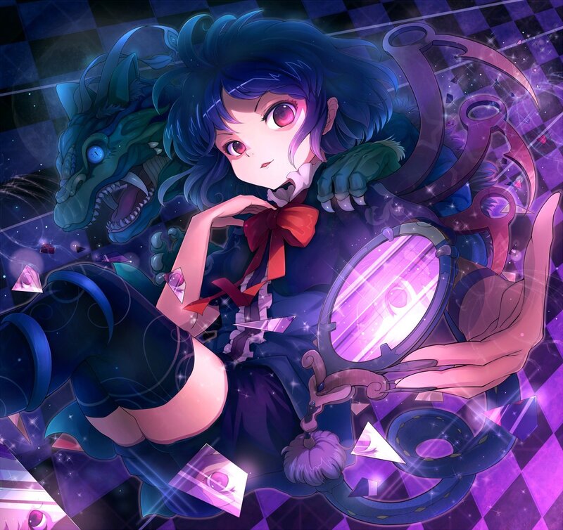Blue-haired Girl with Dragon — Purple
