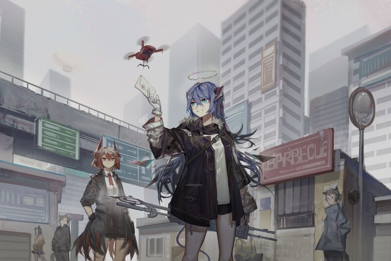 Blue-haired Girl with Drone