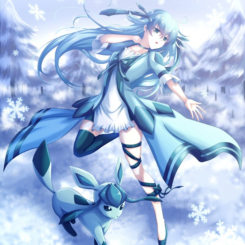 Blue-haired Girl with Eevee — Blue