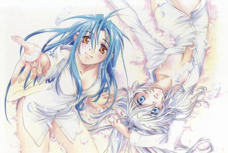 Blue-haired girl with feather