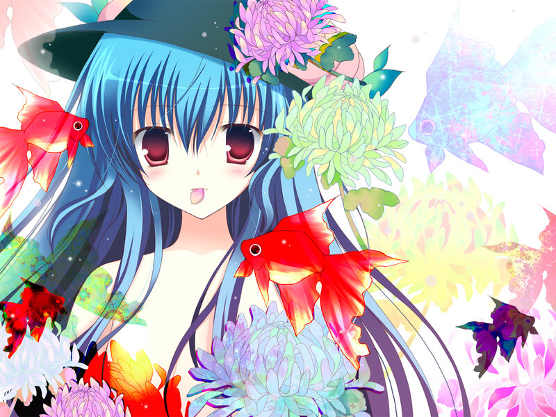 Blue-haired Girl with Fish — Blue, Dreamy