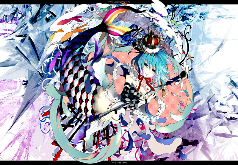 Blue-haired Girl with Fish — Blue