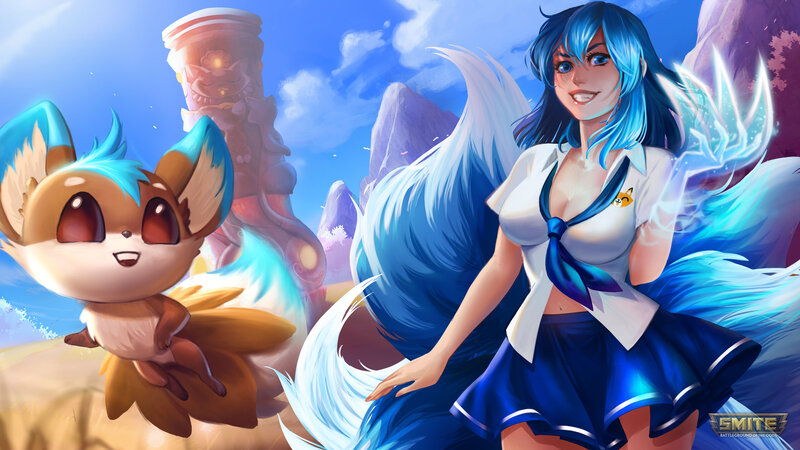 Blue-haired Girl with Fox — Blue